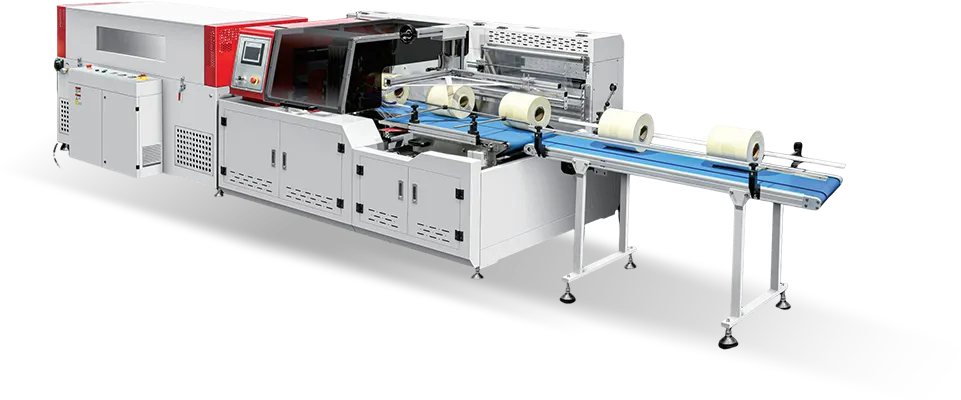 RGL-5525+RT-5030 Automatic High Speed Continuous Motion Side Sealing Shrink Packing Machine